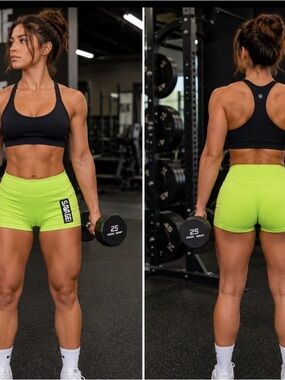 Savage Barbell Neon/Compression Booty Shorts/ Athletic Shorts/ woman’s L